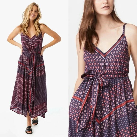 Xirena Carolina Jackson Print Midi Dress XS Cotton Silk Resort Vacation Boho - Picture 1 of 16